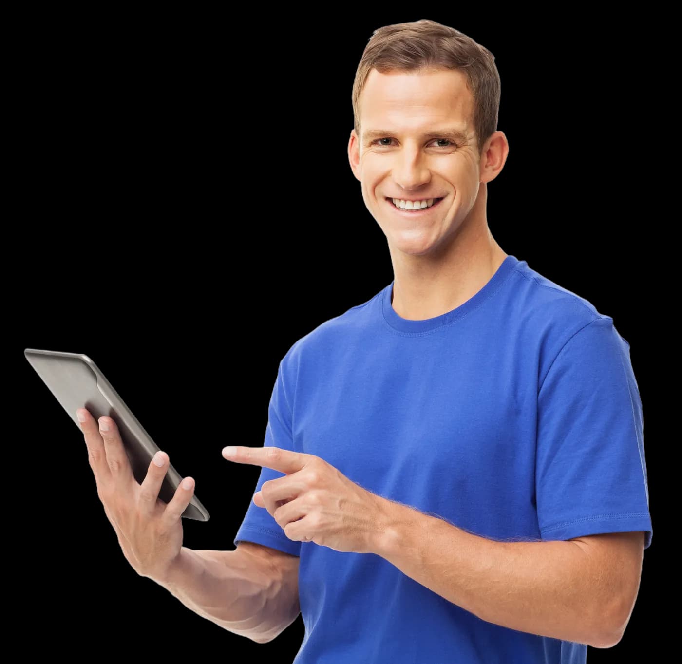 Business owner managing operations on a tablet with Scalify